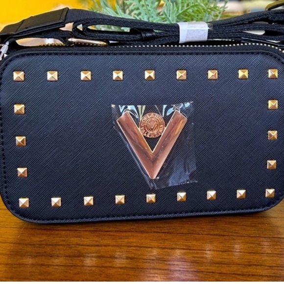 VALENTINO orlandi BLACK STUDDED CROSSBODY BAG! Dual zip! NWT - Picture 2 of 6